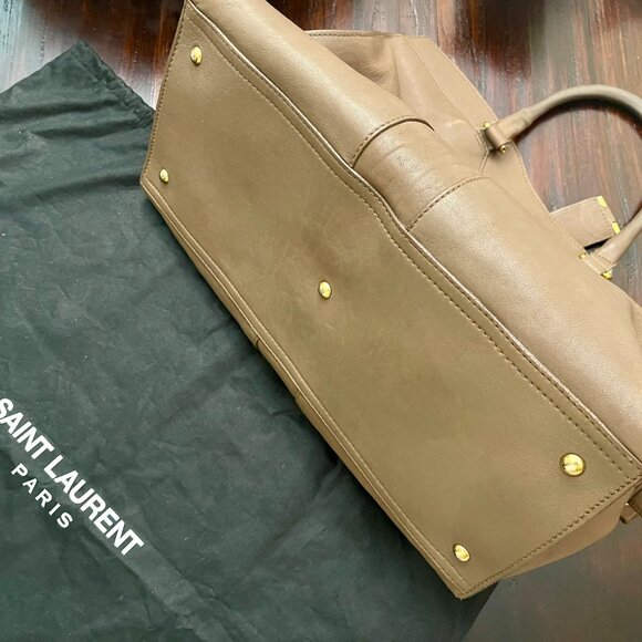 YSL Cabas Chyc Brown Elephant Leather Satchel Shopper Handbag - Picture 12 of 12